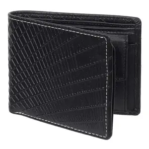 PRIVILEDGE Black Crosshatch Design Wallet: Where Style Meets Functionality | Genuine Leather | 6 Card Slots | 2 Secret Compartments | ID Card Slot | Best Gift for Men