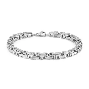 THE MEN THING MASCULINE BYZANTINE - 4mm Pure Stainless Steel Bracelet American trending Style,9 inch with Lobster Claw Buckle for Men & Boys