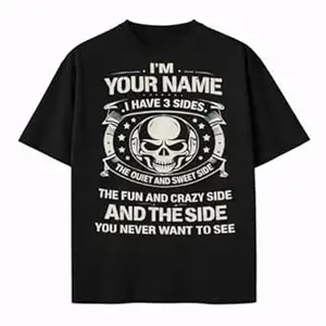 Crafted Signature Pure Cotton Graphic Print Round Neck Half Sleeves Regular Fit Unisex T-Shirt Featuring Viking Warrior Design “Never Underestimate The Power Your Name” _(01-TS-3 Side)