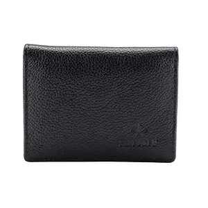 FINELAER Genuine Leather Bifold Wallet with Spacious Card Slots ID Pocket Bill Compartment (Black Matte)