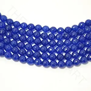 The Design Cart Blue Spherical Faceted Semi Precious Jade Stones For Jewlery Making, Necklace, Bracelet, Anklet, Home Decor,Size-10 mm,Pack of 1 String