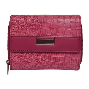 Leatherman Fashion LMN Girls Pink Genuine Leather Wallet (5 Card Slots)