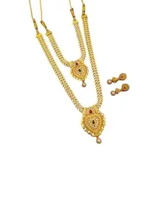 Elegant Traditional GL Necklace Set with Intricate Design and Gemstone Accents_A.E JS-60