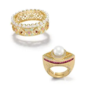 Shaze Moonrise 18K yellow gold plated, Italian crafted jewellery set (Ring 7)