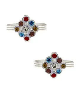 Anuradha ARt Jewellery Multi Colour Ring Studded Stone Adorable Bichudi Bichua for Women