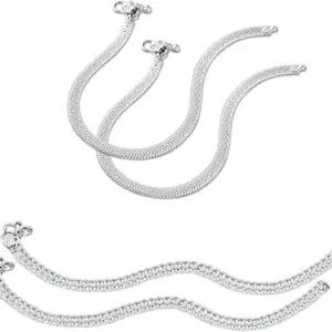 Heer Collection Traditional Jewellery For All Occassions Anklets Payal Pair for Women/Girls Alloy Anklet - Bzr_Combo Payal 101 & 115 (1-Pair Each)