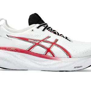 ASICS Womens Gel-Nimbus 25 Anniversary - White/Classic Red Running Shoes, UK - 10