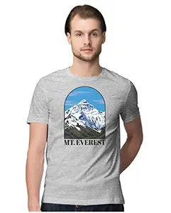 Men's Regular Fit T-Shirt Mount Everest Landscape 100% Cotton T-Shirt Melange Grey; _MNTEVRLANMEN-Melange Grey L Men Round_bz
