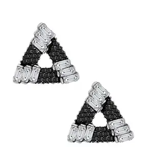 Zivom® Triangle Aaa Crystal American Diamond Spinal Black Rhodium Stud Earring Girls Women