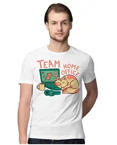 ALLEN BLACK Men's Regular Fit T-Shirt Team Home Office 100% Cotton T-Shirt White_TEAMHMOF-White 2XL Men Round_