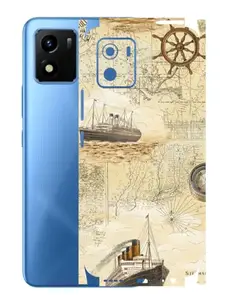 AtOdds - VIVO Y01 - Mobile Back Skin Sticker - Lamination - Rear Screen Guard Protector Film Wrap (Coverage - Back+Camera+Sides) (Design - Pirate Map)