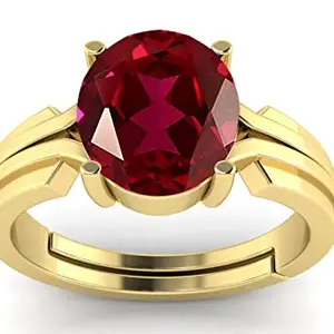 LMDPRAJAPATIS 5.25 Ratti 4.45 Carat Natural Ruby Manik Gemstone Gold Plated Adjustable Ring For Men And Women