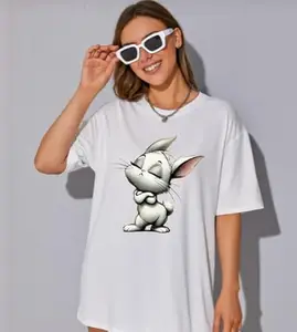 Women’s Printed T-Shirts Short Sleeve Lightweight Tee Shirt Casual Summer Basis.W00037 (in, Alpha, XL, White)