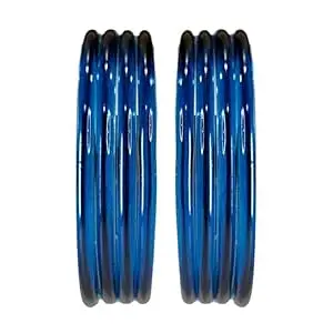 BANGLESKART Plain Crystal Glass Bangles Set of 8 for Women & Girls | 3mm Thick Glossy Glass Bangles | Traditional & Everyday Wear Jewelry (Multiple Colors, Sizes