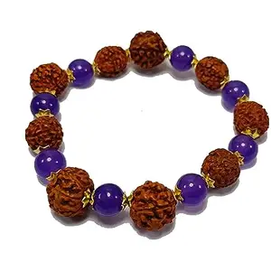 Rudraksha & Amethyst Bracelet Crystal Stone Essential Bracelet Round Shape for Reiki Healing and Crystal