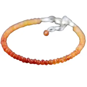 LKBEADS Carnelian Bracelet with Silver Plated Clasp – 3.5mm Rondelle Beads – Faceted Cut – 7 inch – Healing, Fashion, Gift, Spiritual, Yoga|LK_STACK_01773