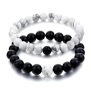 Gempin Unisex Beads Bracelets | Stylish and Versatile Wrist Accessories for Men and Women (unisex-BRACELET29-black&white1)