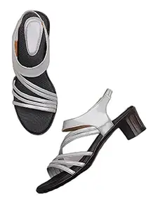 WalkTrendy Womens Synthetic Grey Sandals With Block Heels - 6 Uk (Wtwhs20_Grey_39)
