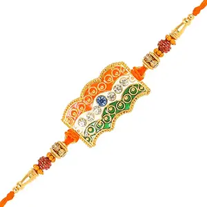 Vivastri's Premium Indian Flag Rakhi For Brother & Lovely Sister-VIVA1119RKG