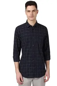 Peter England Men's Slim Fit Shirt (PCSFSSLPE25836_Navy