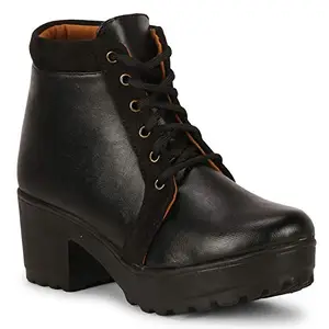 commander shoes Casual Heel Boots for Girls and Women (39, Shadow Black, 817)
