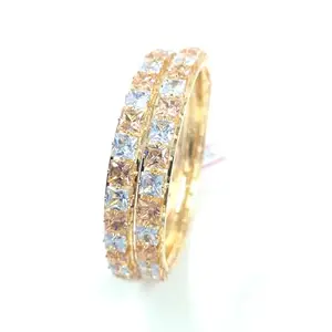 Jewellery Street Stylish Golden Polish Dual Tone Bangles Pack of 2 for Women and Girls