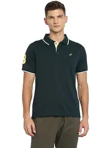 AMERICAN CREW Men Polycotton Polo Collar Half Sleeves Regular Fit T-Shirt (Ac631-Xl_Pine Green)