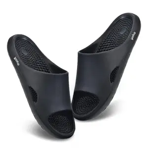 YOHO Nest Sliders for Men | Cushioned Slippers | Acupressure Footwear | Classic Black - UK 8