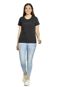 Celsius Women's Round Neck Half Sleeve T-Shirt (7001_Black-XL)