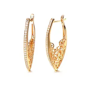 Shining Diva Fashion 18k Rose Gold Plated Latest Stylish Copper Zircon Earrings for Women and Girls (14473er)