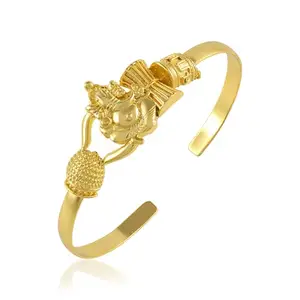 Memoir Brass 24KT Micron 1 Gram Gold Ganesh Ganpati Vianayak Free size Bangle Kada Cuff bracelet for Men and Women (KDNI8304)