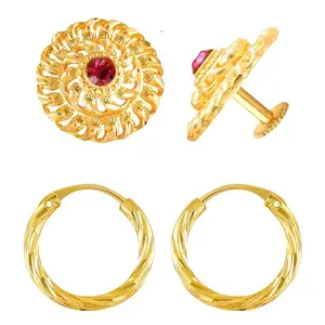VFJ VIGHNAHARTA FASHION JEWELLERY Vighnaharta Golden Brass Cubic Zirconia Studs Earrings For Women[VFJ1435-1400ERG]
