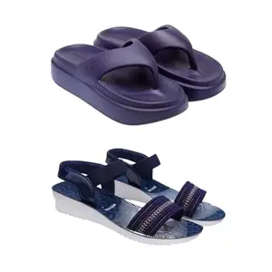 SPORTER Extra Soft Classic Casual wear with Flexibility Technology Flip Flop Combo for Women's/Girl's(6112+1930)(6)