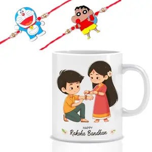 Ethnic Darzi MDF Wooden Rakhi with Coffee Mug for Brother Bhaiya Bhai | Happy Rakshabandhan | Rakhi Gift Set-162