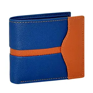 MATSS Blue & Orange Artificial Leather Bi-Fold Wallet for Men (A12028BLOR11)