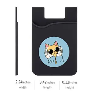 Plan To Gift Set of 3 Cell Phone Card Wallet, Silicone Phone Card Id Cash Wallet with 3M Adhesive Stick-on Brown Cat Blue Printed Designer Mobile Wallet for Your Phone & Tablet