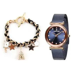 DANIEL KLEIN Blue Dial Analog Gift Set Watch with Bracelet for Women (Pack of 2) - DKG003-1