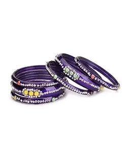 Purple Color 2 Kada & 4 Bangle Set decorative With Colorful Beads & Stones With Safety Box-DK_2.8 (Bangle-DK_2.6.a_bang)