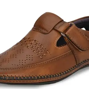 Karaddi 7075 Men's Bantu Sandals Fashion Comfort Fitting Roman Sandal Synthetic Leather Color Tan 41 eu 7 uk/ind