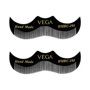 VEGA Moustache Comb, Black (Pack of 2)