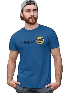 Danya Creation Sunday Look T-Shirt for Men Casual (Blue) Printed with Short Sleeve