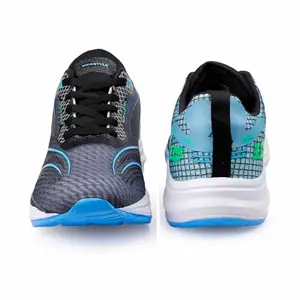 KICKSTYLE Athletic Running Shoes, Casual Durable Tredy Sports Trainers Shoe, White and Blue, Racing Style, Used for Trekking, Hiking (Black, UK Footwear Size System, Adult, Men, Numeric, Medium, 8)