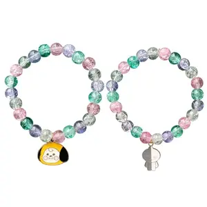 Jewelsbysirani Pack Of 2 (Chimmy,Van) Cute Korean BTS Character Charms Beads Bracelet Combo For Women And Girls|Accessories Gift For BTS Army