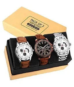 A Brand - Analogue Men's Watch (White Dial Multi Colored Strap) (Pack of 3)