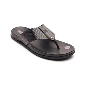 Michael Angelo Synthetic Leather Black V Strap Sandal Comfortable Slippers for Men
