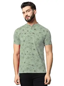 RELANE Men's Printed Mandrian Coller Polo Tshirt -ACCBAN402-PISTA