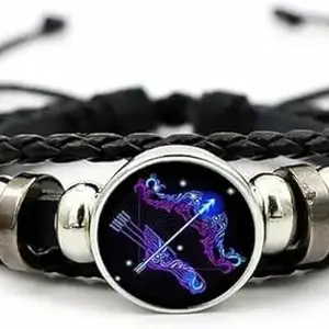 RHYTHM : - Sagittarius '' धनु राशि '' 12 New Constellation Bracelet Zodiac Signs Guardian Fluorescent Woven Leather Bracelet for Women & Men, All age Jewelry Gifts For Unisex-18