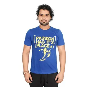 Vector X VTC-001-N Half Sleeves Cotton Round Neck T Shirt (Sodalite Blue, S)