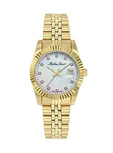 Mathey-Tissot Stainless Steel White Dial Analog Women Watch - D910Pi, Gold Band