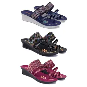 Women's Comfortable Sandal,Casual Lightweight Sandal for Everyday Wear for women's(GR-(COMBO-3)-1947-1952-1949-8)